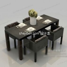 Huoneiston ruokapöytä ja tuolisarja 3d-malli