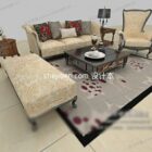 European sofa coffee table combination 3d model .