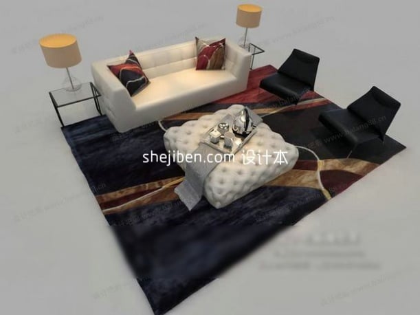 Mesa de sofá moderna con alfombra