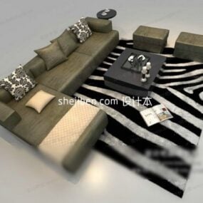 Corner Sofa Coffee Table Living Room Set 3d model