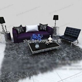 Καναπές σαλονιού με χαλί 3d μοντέλο