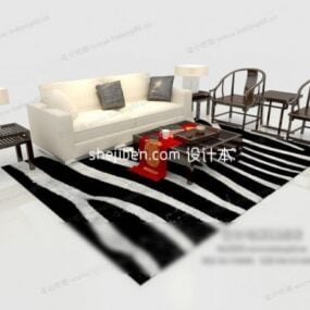 Table basse de canapé avec tapis modèle 3D