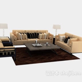 ספה מודרנית מרופד ריהוט סלון דגם תלת מימד