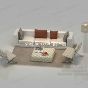Sofá estofado europeu, móveis para sala de estar, modelo 3d
