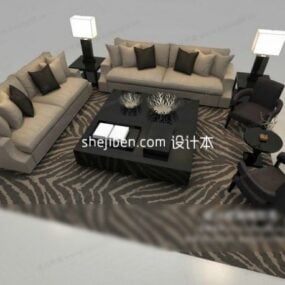 Sofa With Square Coffee Table Living Room Set 3d model