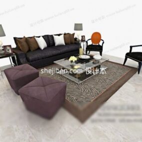 3д модель винтажного дивана и кресла, мебели для гостиной