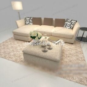 Uppsättning av soffa Beige färg vardagsrumsmöbler 3d-modell