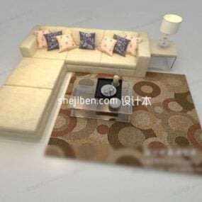 Corner Sofa With Carpet Living Room Set 3d model