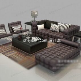 软垫沙发一段3d模型