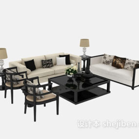 Modern Sofa With Square Coffee Table 3d model