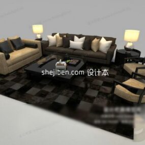 Corner Waiting Sofa With Cushion 3d model