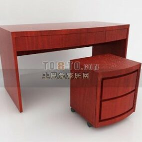 Chinese Work Table Red Wood 3d model