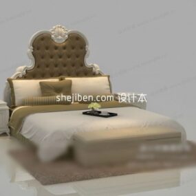 3д модель спального гарнитура с американской двуспальной кроватью