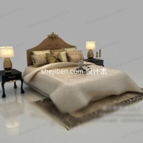 Double Bed Hotel Furniture Bedroom Set 3d model