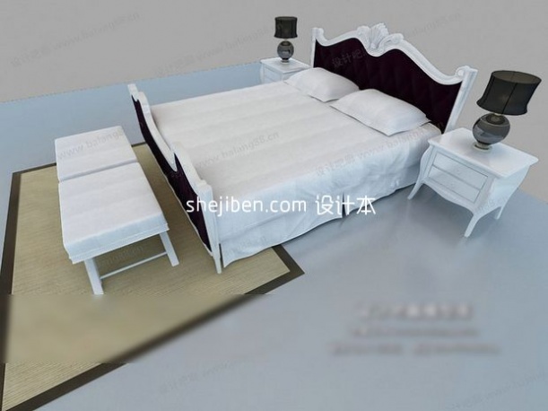 Meubles de lit double blancs européens