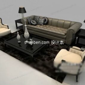Różowa sofa wypoczynkowa z poduszką Model 3D