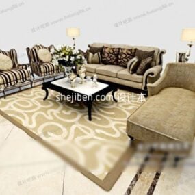 Purple Leather Sofa With Cushion 3d model