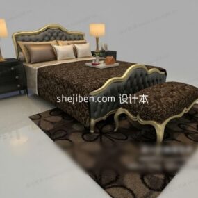 Small Double Bed With Mattress 3d model