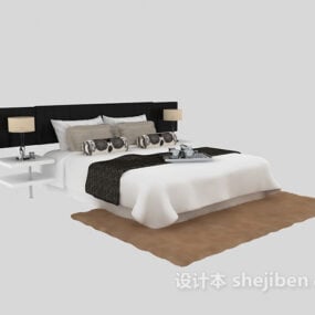 Modern Double Bed Set White Color 3d model