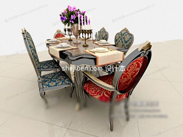 Evropský klasický jídelní stůl a židle