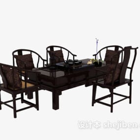 Čínský styl dřevěný jídelní stůl 3D model