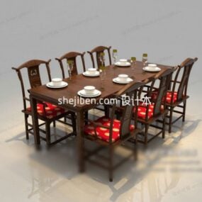 كراسي طاولة طعام صينية نموذج ثلاثي الأبعاد