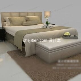 Hotel Furniture Double Bed With Carpet 3d model