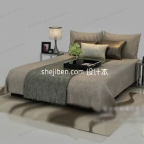 Modelo 3d de cama de plataforma estofada