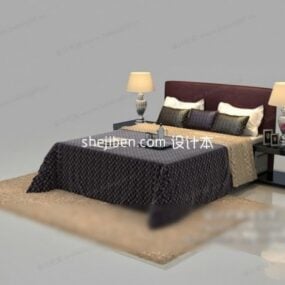 Bed Realistic Blanket With Pillows And Night Stand 3d model