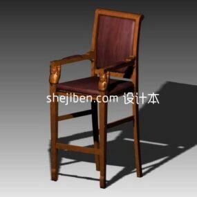 Vintage stol skammel træmateriale 3d model