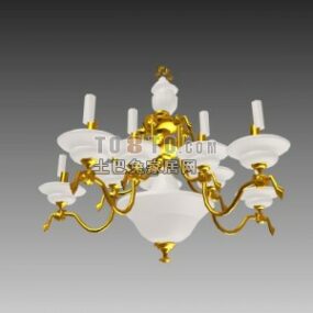 Lámpara de araña dorada europea clásica modelo 3d