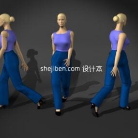 Personagem de menina gêmea em vestido Modelo 3D
