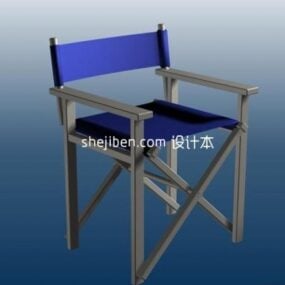 Niebieskie krzesło obrotowe z wysokim oparciem Model 3D