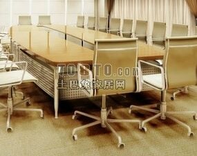 Conference Table With Wheel Chairs 3d model