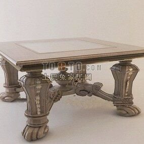 चमड़े की कुर्सियों के साथ मार्बल टॉप टेबल, डाइनिंग सेट 3डी मॉडल