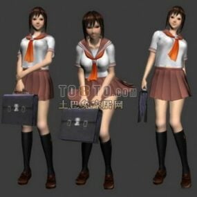 Japanisches Schulmädchen-Charakter-3D-Modell