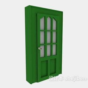 Houten deurpoort groen geschilderd 3D-model