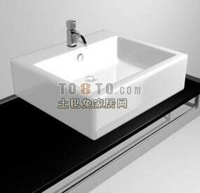 Wash Basin On Black Table 3d model