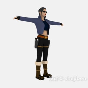 Pelihahmo Warrior Girl 3D-malli