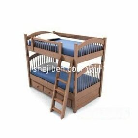 Furniture Bunked Bed With Mattress 3d model