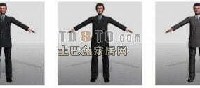 Biznesmen w czarnym garniturze z kamizelką Model 3D