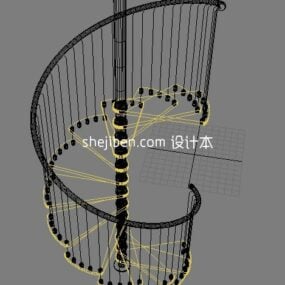Steel Spiral Staircase Transparent Step 3d model