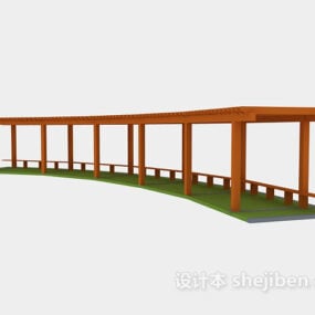 Wooden Pergola Path Outdoor Building 3d model