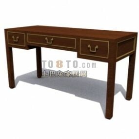 Desk Antique Brown Wooden Material 3d model