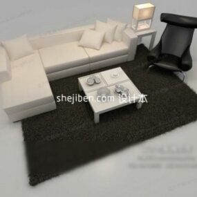 Model 3d Bangku Sofa Menunggu Bentuk Melengkung