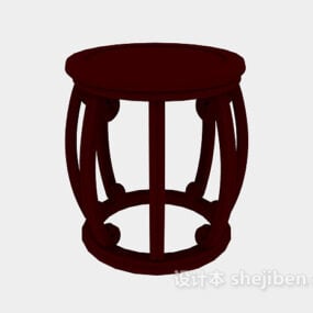 Chinese Wood Stool Chair 3d model
