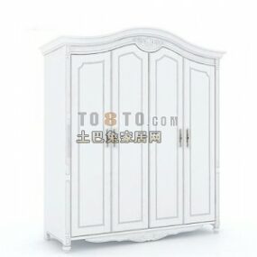 3д модель европейского антикварного шкафа, окрашенного в белый цвет