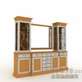 European Antique Wine Cabinet Decoration 3d model