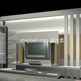 现代电视柜墙面装饰3d模型
