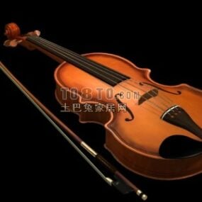 アクセサリー付きバイオリン楽器3Dモデル
